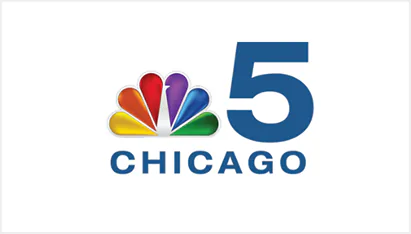NBC 5 Chicago logo featuring the multicolored NBC peacock next to a large blue number 5 with the word CHICAGO below in blue uppercase letters.